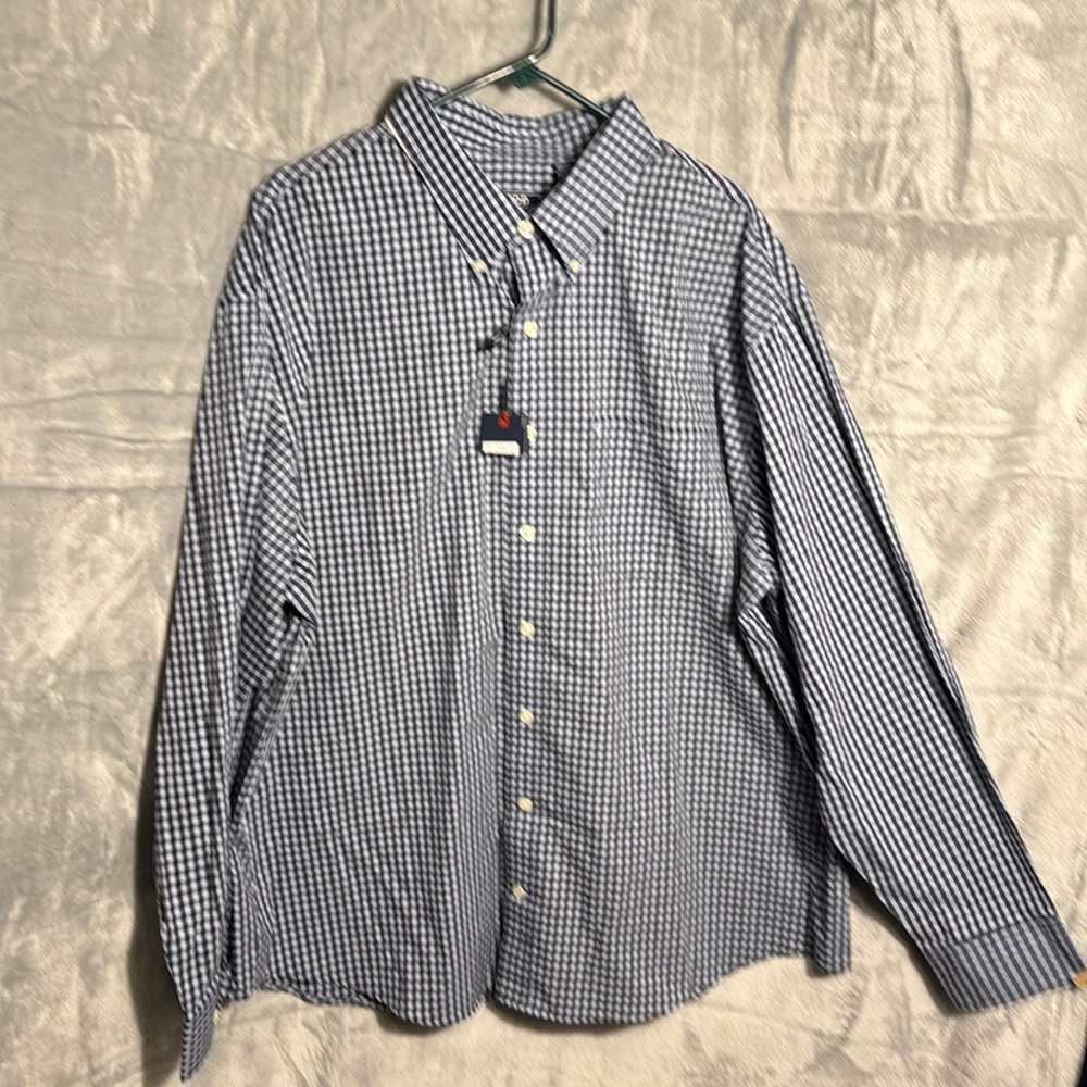 IZOD dress shirt men’s 2X NWT natural stretch‎ premium essentials blue